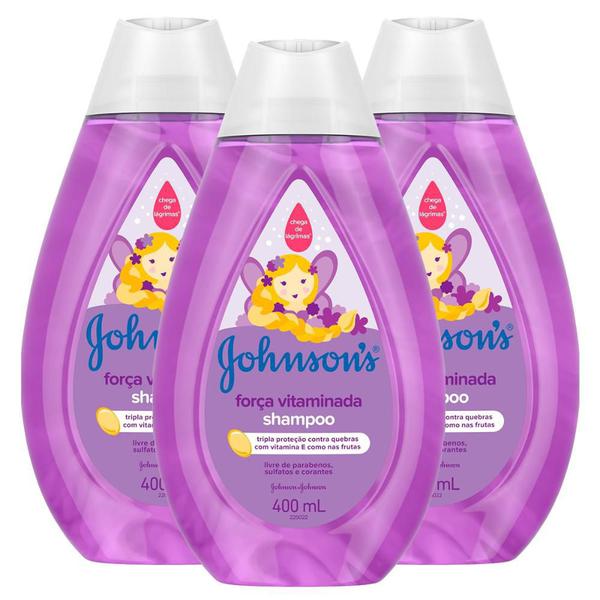 Kit Shampoo Johnson's Força Vitaminada com 3 Unidades - Johnson'S Baby