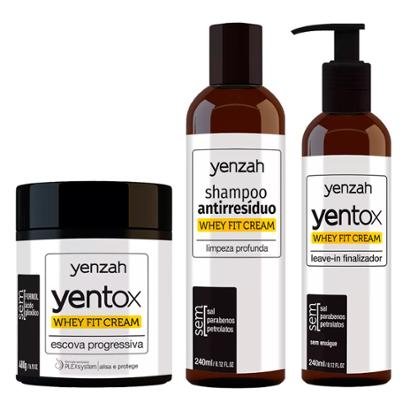 Kit Shampoo + Leave-in + Escova Progressiva Yenzah Whey Fit Cream