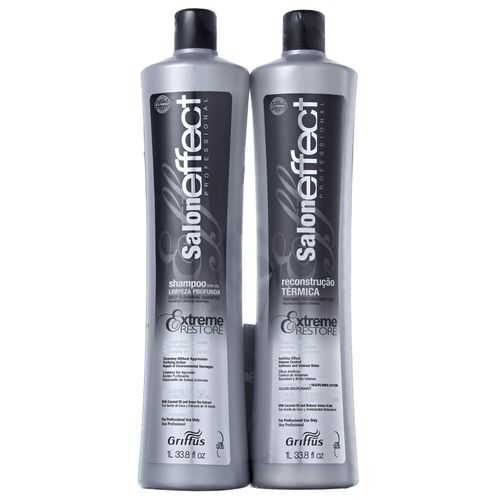 Kit Shampoo Limpeza Profunda + Reconstrução Térmica Extreme Restore Salon Effect Professional Griffus 1L