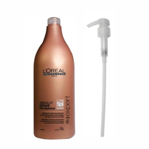 Kit Shampoo LOréal Absolut Repair Pós Química (1,5L) com Válvula Pump - Loreal