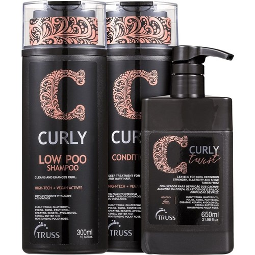 Kit Shampoo Low Poo + Condicionador Curly 2X300Ml + Leave-In 650Ml Tru...
