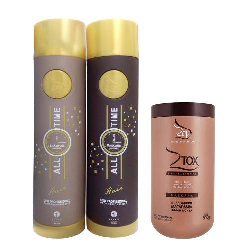 Kit Shampoo + Máscara All Time Zap (2x 1 Litro) + Botox Capilar Ztox Zap 950g