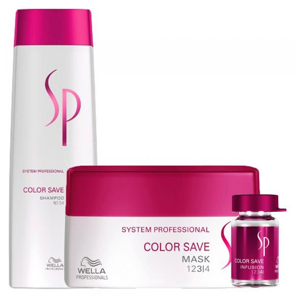 Kit Shampoo + Máscara + Ampola de Tratamento Wella Professionals SP Color Save