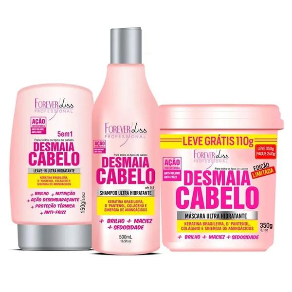 Kit Shampoo, Máscara e Leave-in Desmaia Cabelo Forever Liss