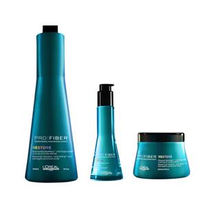 Kit Shampoo Máscara e Leave-In L`oréal Pro Fiber Restore