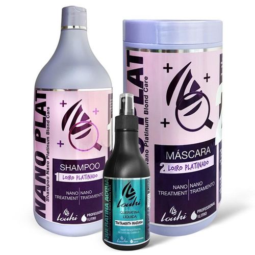 Kit Shampoo + Máscara Nano Platinum + Queratina Louhi