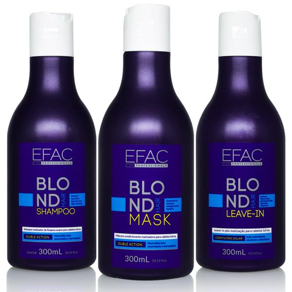 Kit Shampoo Matizador + Máscara Condicionante Matizadora + Leave-in EFAC Blond Hair - Efac Cosméticos