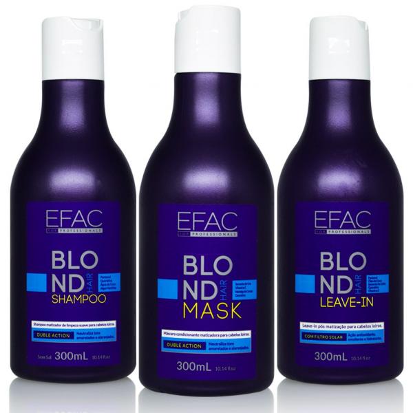 Kit Shampoo Matizador + Máscara Condicionante Matizadora + Leave-in EFAC Blond Hair - Efac For Professionals
