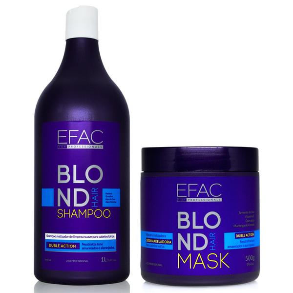 Kit Shampoo Matizador + Máscara Matizadora EFAC Blond Hair - Efac Cosméticos
