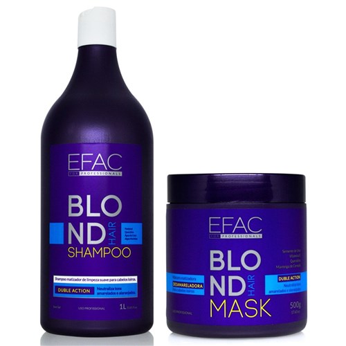 Kit Shampoo Matizador + Máscara Matizadora EFAC Blond Hair