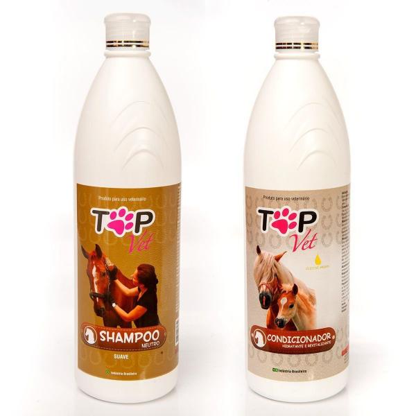Kit Shampoo Neutro + Condicionador Top Vet Hidratante para Cavalos