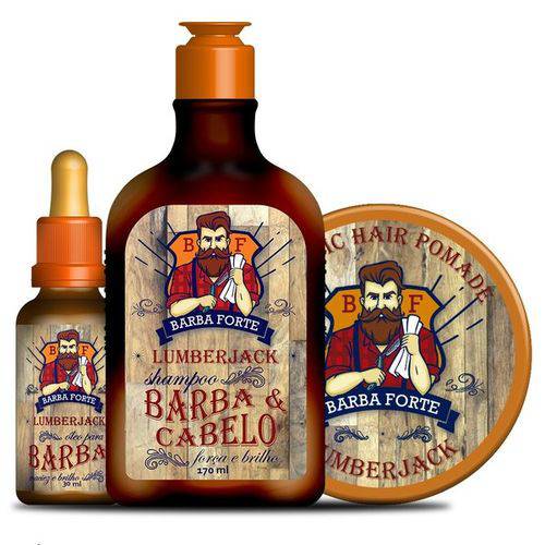 Kit Shampoo, Óleo e Pomada Lumberjack Barba Forte