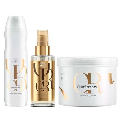 Kit Shampoo+ Óleo Luminous + Máscara Wella Professionals Oil Reflections