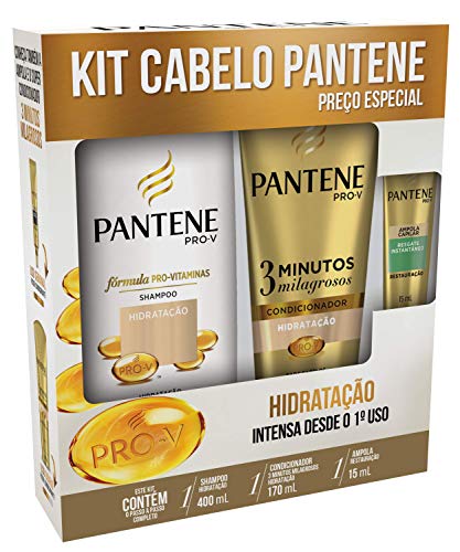 Kit Shampoo Pantene Hidratação 400ml + Condicionador 3 Minutos Milagrosos + Ampola 15ml