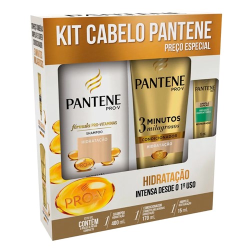 Kit Shampoo Pantene Hidratação 400ml + Condicionador 175ml + Ampola 15ml