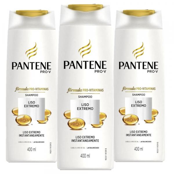 Kit Shampoo Pantene Liso Extremo 400ml com 3 Unidades