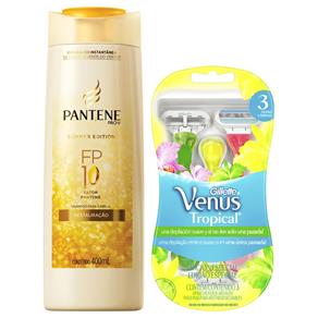 Kit Shampoo Pantene Summer Edition 400ml + Aparelho Gillette Venus Tropical 3 Unidades