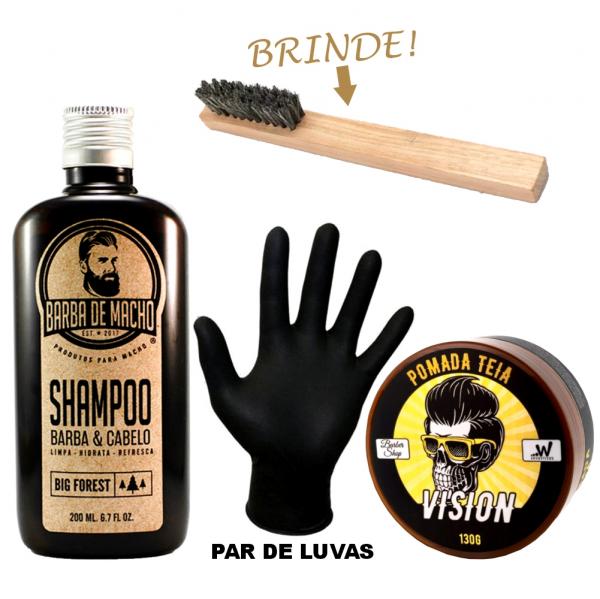 Kit Shampoo Par Luva de Látex + Pomada Teia - Compre Agora - Barba de Macho