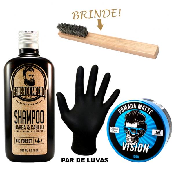 Kit Shampoo Par Luva de Látex Pomada Matte - Compre Limitado - Barba de Macho