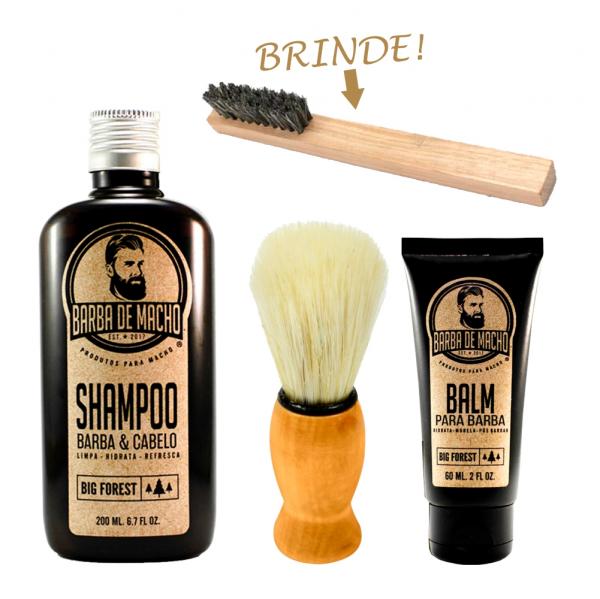 Combo Shampoo + Pincel de Barbear + Balm - Limitado - Barba de Macho