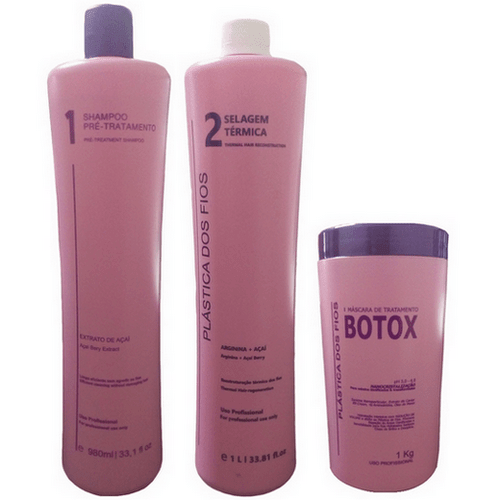 Kit Shampoo Pré-Tratamento + Selagem Térmica + Botox Plástica dos Fios...
