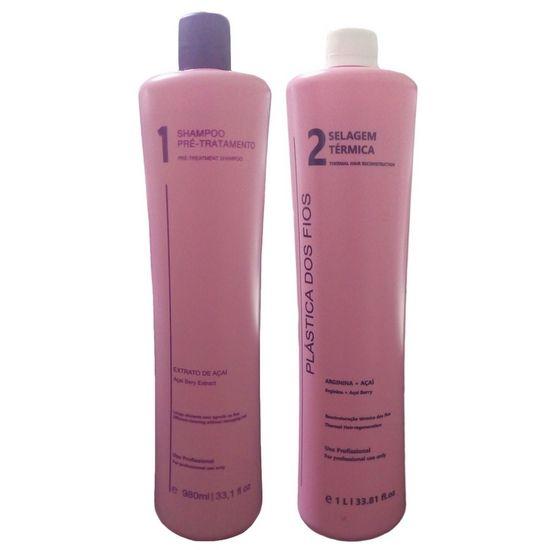 Kit Shampoo Pré-Tratamento + Selagem Térmica 2x1L Plástica dos Fios - Mallu Maluca