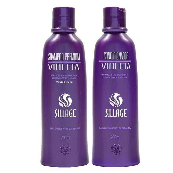 Kit Shampoo Premium e Condicionador Violeta Desamarelador 200ml - Sillage