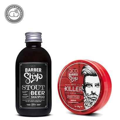 Kit Shampoo QOD Barber Shop Stout Beer 250ml + Pomada QOD Barber Shop Killer 70g
