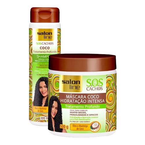 Kit Shampoo Salon Line S.O.S Cachos Coco 300ml + Máscara de Tratamento Salon Line S.O.S Cachos Coco 500g