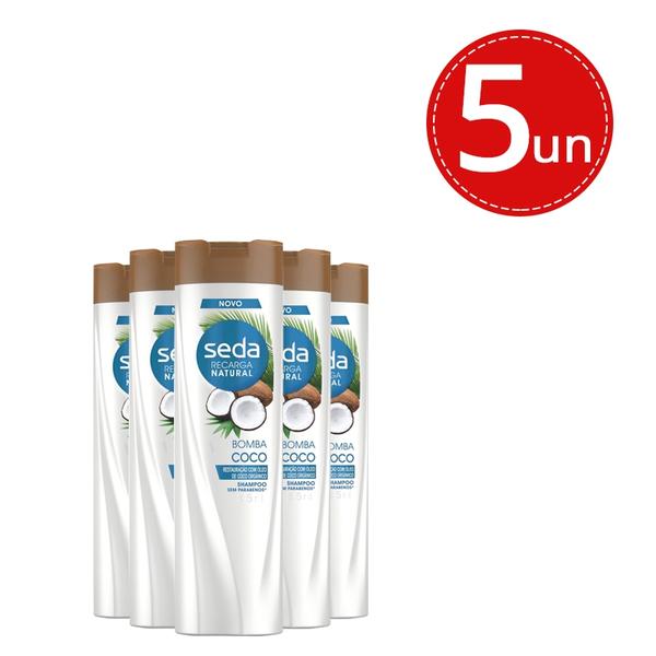 Kit Shampoo Seda Recarga Natural Bomba Coco 325ml - 5 Unidades