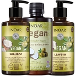 Kit Shampoo Sem Sulfato + Condicionador + Leave-In Vegan 3x300ml Inoar
