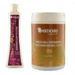 Kit Shampoo Silicone + Máscara Cabelos Ressecados Midori 1K