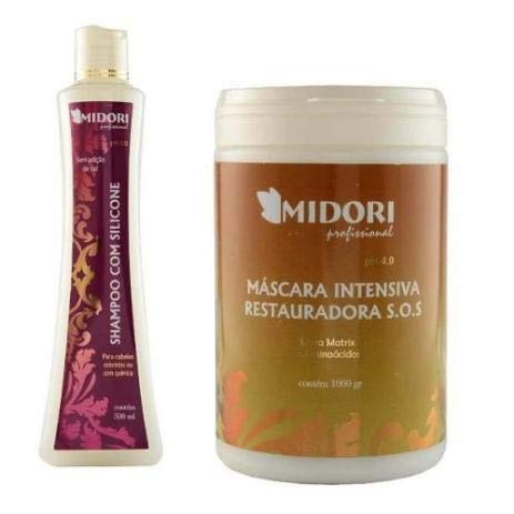 Kit Shampoo Silicone + Máscara Restauradora Sos Midori 1Kg