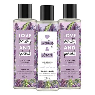 Kit Shampoo Smooth And Serene Love Beauty And Planet 2X300ml + Condicionador Leve Mais e Pague Menos