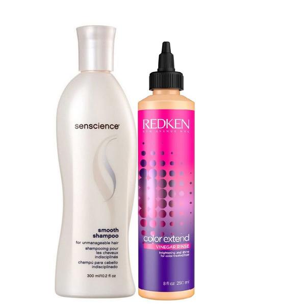 Kit Shampoo Smooth Senscience 300ml e Tratamento Color Extend Vinegar Rinse Redken 250ml