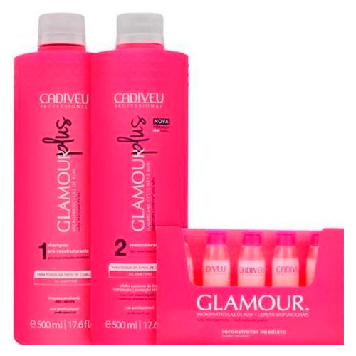 Kit Shampoo + Tratamento + Ampola Cadiveu Glamour Plus