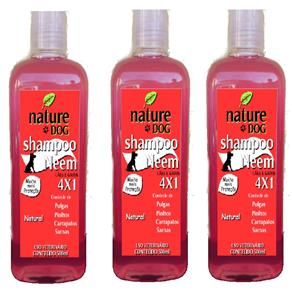 Kit 3 Shampoos Anti Pulgas Nature Dog 4X1 (Controle de Pulgas, Carrapatos, Sarnas e Piolhos) - 500ml