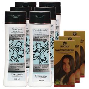 Kit 3 Shampoos, 3 Condicionadores e 3 Loções Queda de Cabelos - Shampoo 350 Ml, Condicionador 350 Ml, Loção 250 Ml