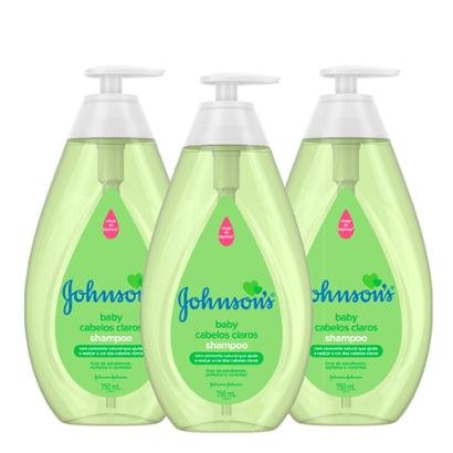 Kit 3 Shampoos Johnson Baby para Cabelos Claros