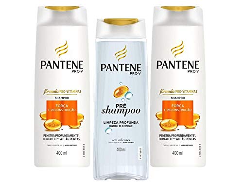Kit 2 Shampoos Pantene Força e Reconstrução + Pré-shampoo Pantene Hidro-cauterização 400ml