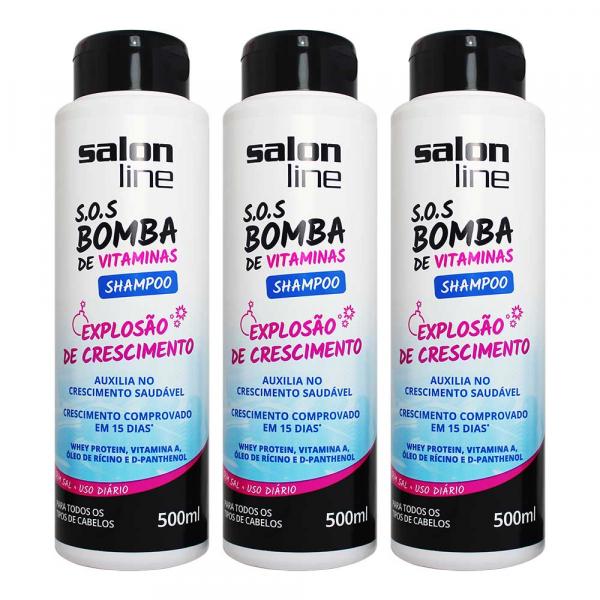Kit 3 Shampoos SOS Bomba de Vitaminas 500ml - Salon Line