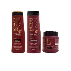 Kit Shitake Shampoo 350ml+Condicionador 350ml+Máscara 250g Bio Extratus