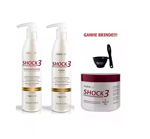 Kit Shock3 500ml + Blindagem Regeneradora 500gr - Nutra Hair