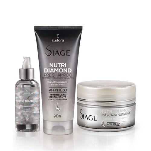 Kit Siàge Nutri Diamond: Pré-Shampoo + Máscara + Óleo