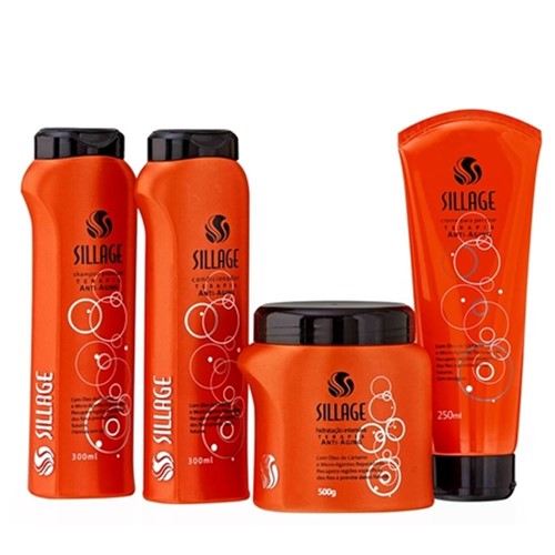 Kit Sillage Shampoo Condicionador Hidratação e Creme para Pentear Terapia AntiAging