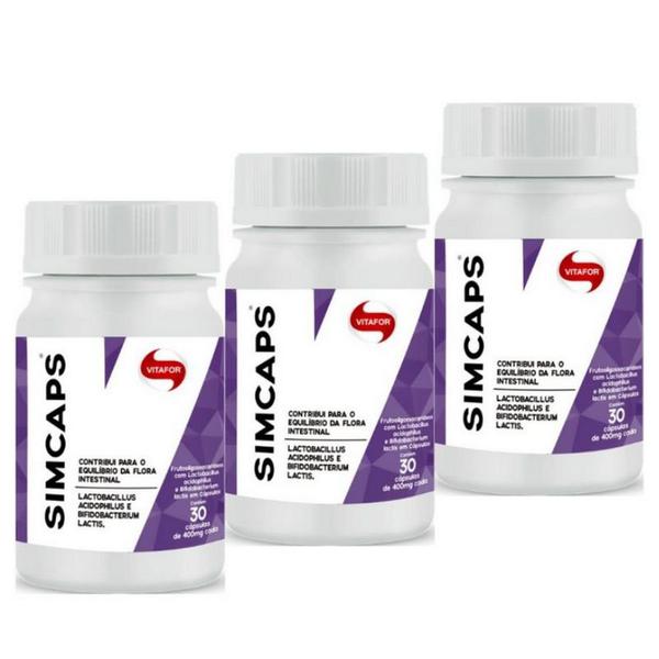 Kit 3 Simcaps Mix de Probióticos Vitafor 30 Cápsulas