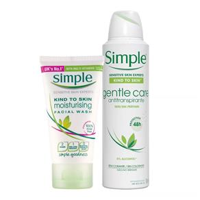 Kit Simple Desodorante Aerosol Gentle Care 150ml + Sabonete Facial 50ml