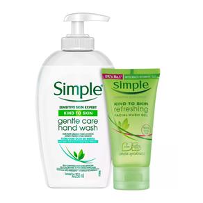 Kit Simple Sabonete Líquido para as Mãos Antibactericida Gentle Care + Sabonete Facial Gel