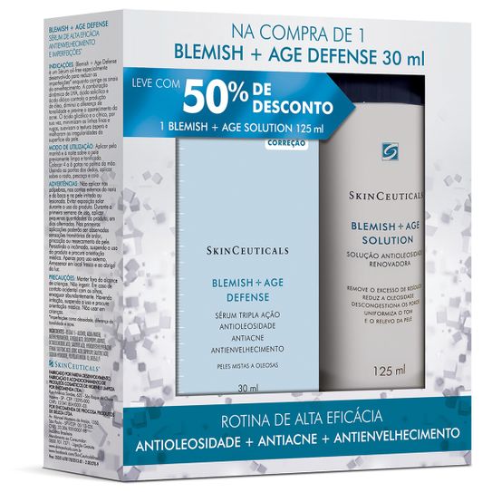 Kit Skinceuticals Blemish+age Defense 30ml Leve com 50% de Desconto Blemish+age Solution 125ml