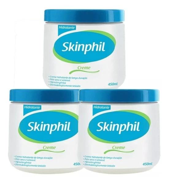 Kit 3 Skinphil Derma 450g Creme Hidratante Igual Cetaphil*